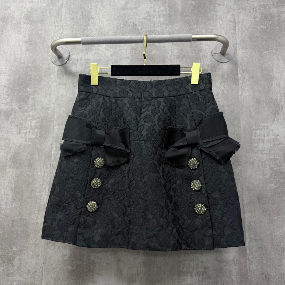 Dolce & Gabbana Black Mini Skirt with Bow Details